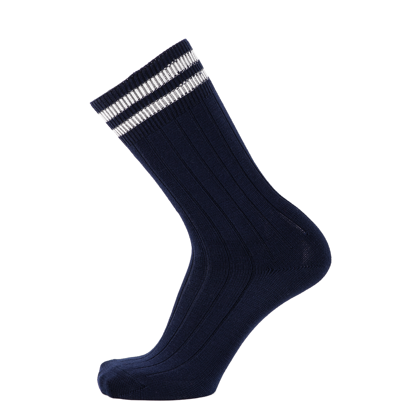 Les côtelées Armor-lux x Maison Broussaud - chaussettes homme - laine marine blanc