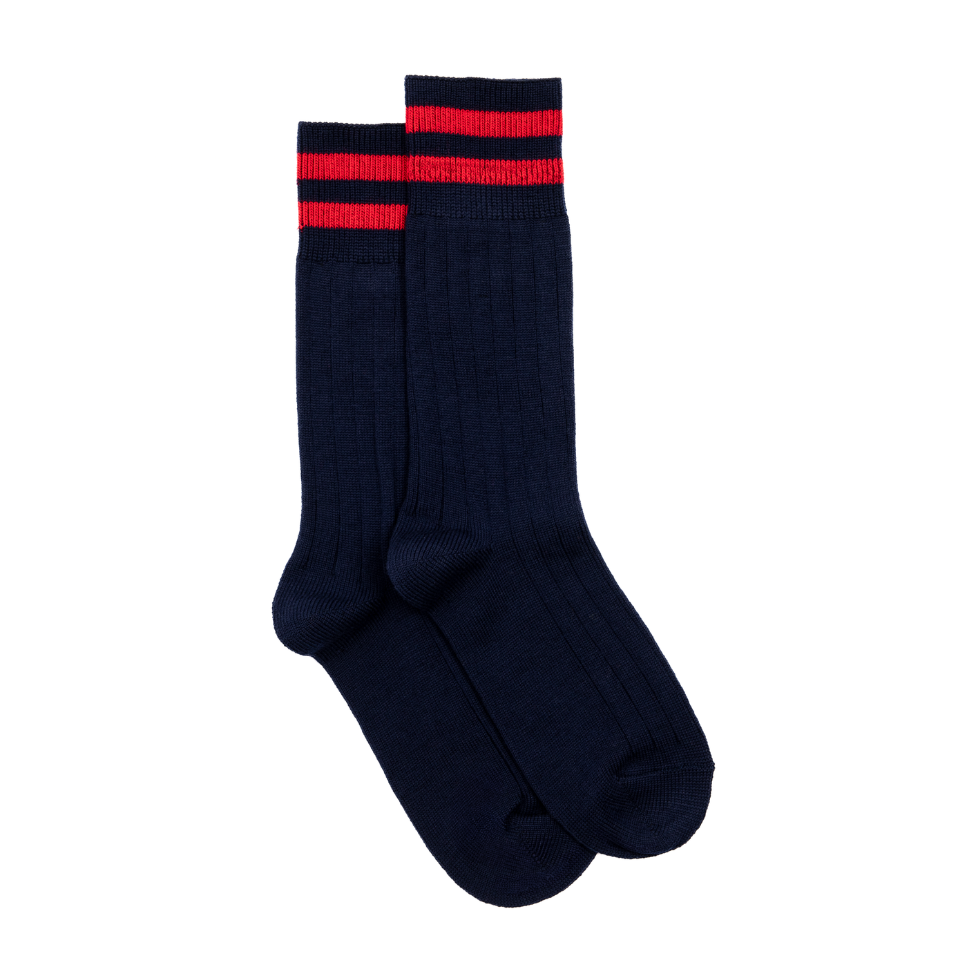 Les côtelées Armor-lux x Maison Broussaud - chaussettes homme - laine marine rouge
