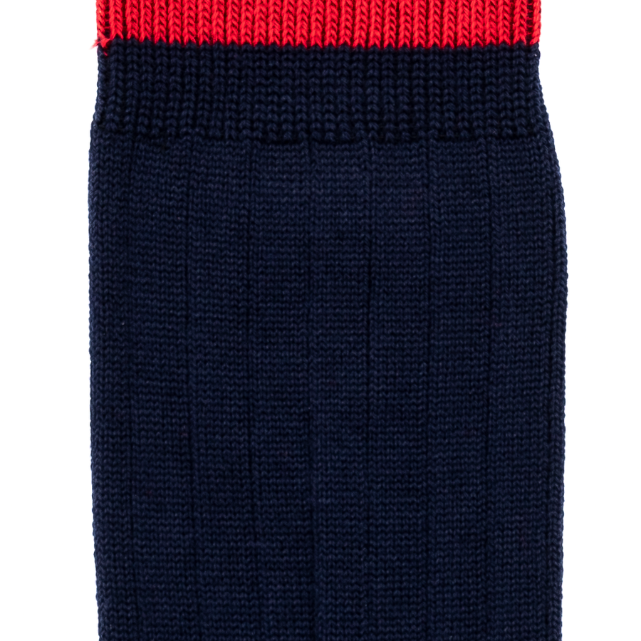 Les côtelées Armor-lux x Maison Broussaud - chaussettes homme - laine marine rouge
