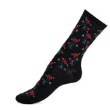 The bouquet - women's socks - black cotton
