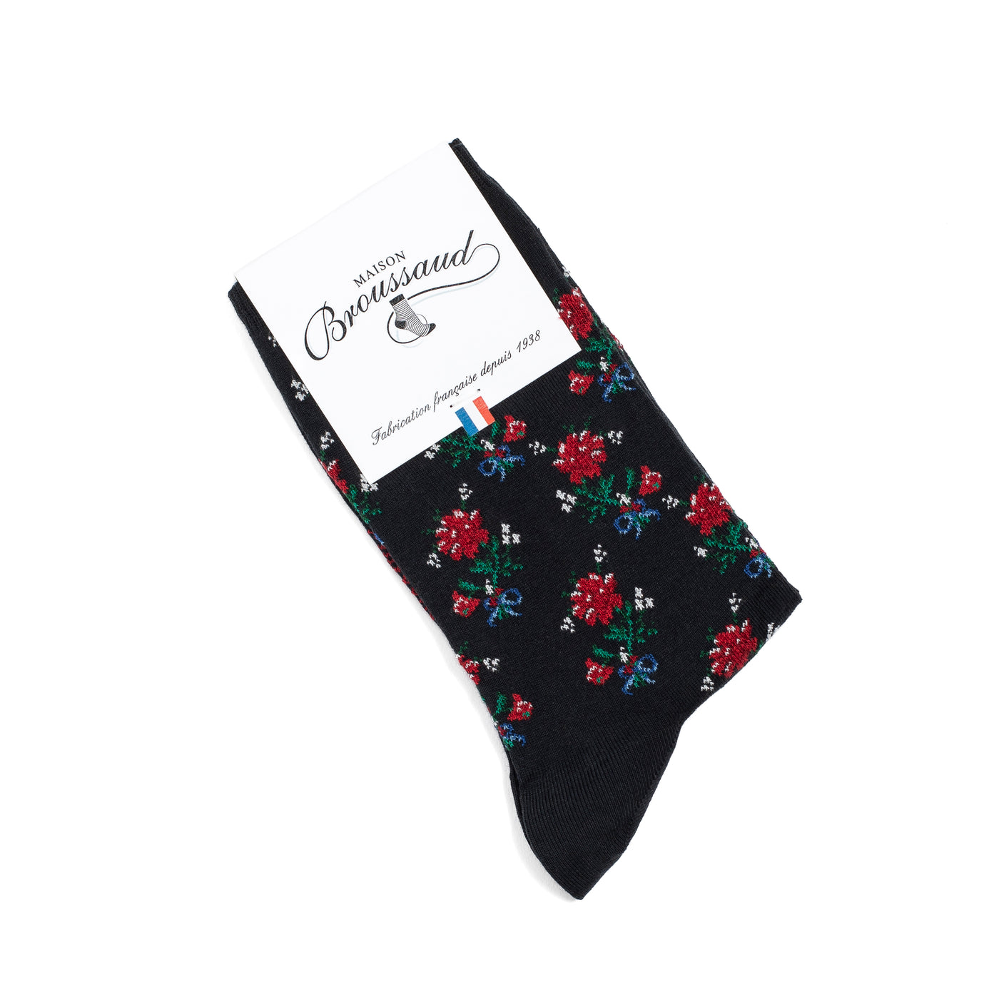 The bouquet - women's socks - black cotton