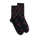 The bouquet - women's socks - black cotton