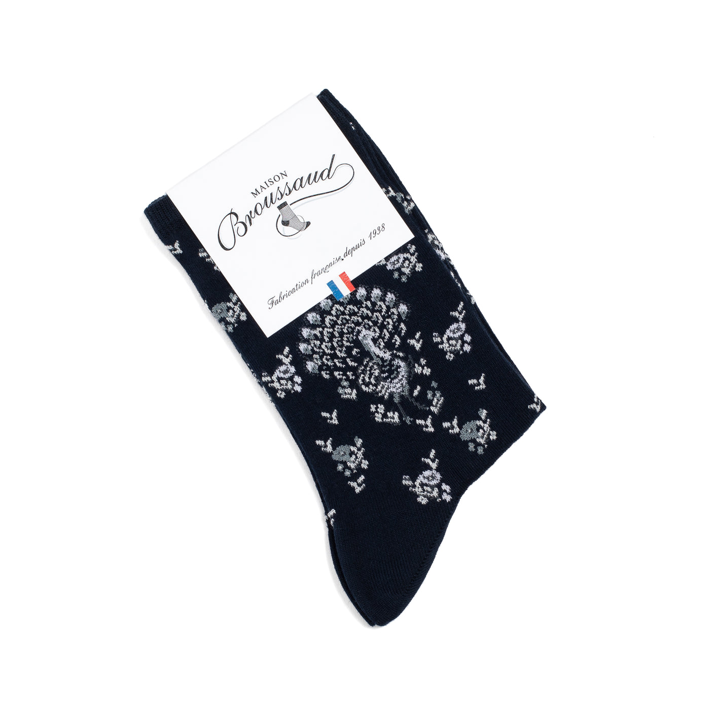 Peacocks - women's socks - navy cotton