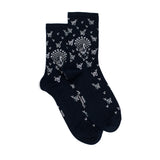 Peacocks - women's socks - navy cotton