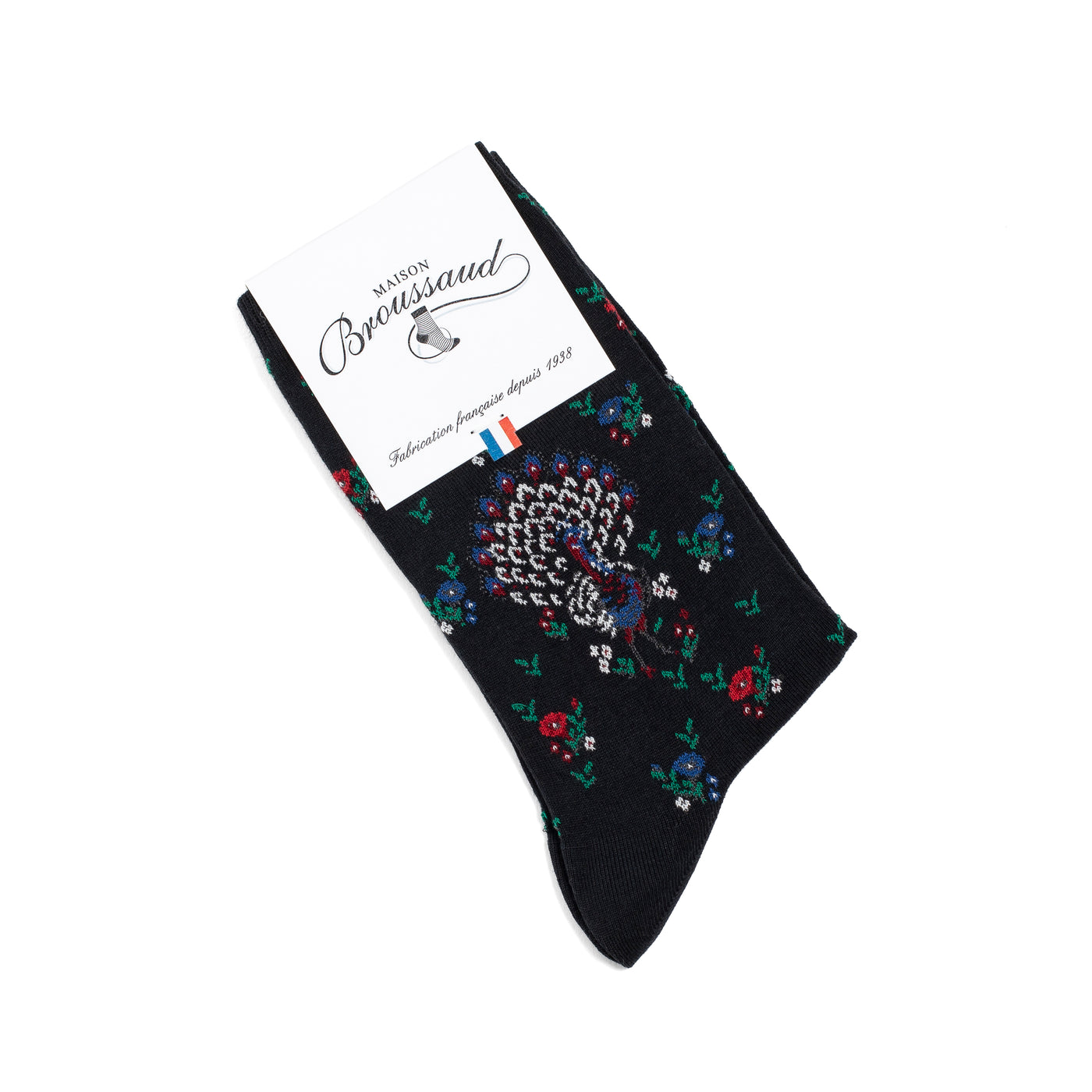 Peacocks - women's socks - black cotton