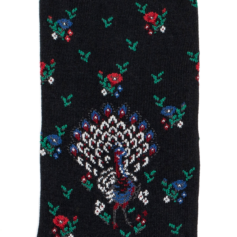 Peacocks - women's socks - black cotton