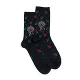Peacocks - women's socks - black cotton