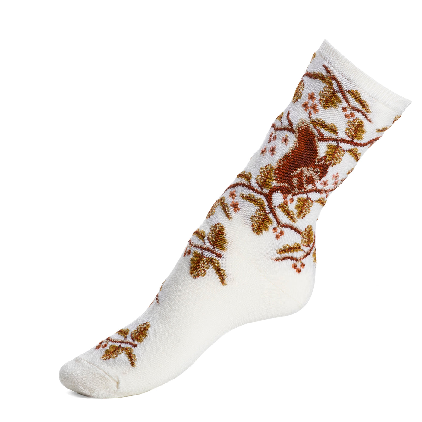 Les écureuils - chaussettes femme - laine écru