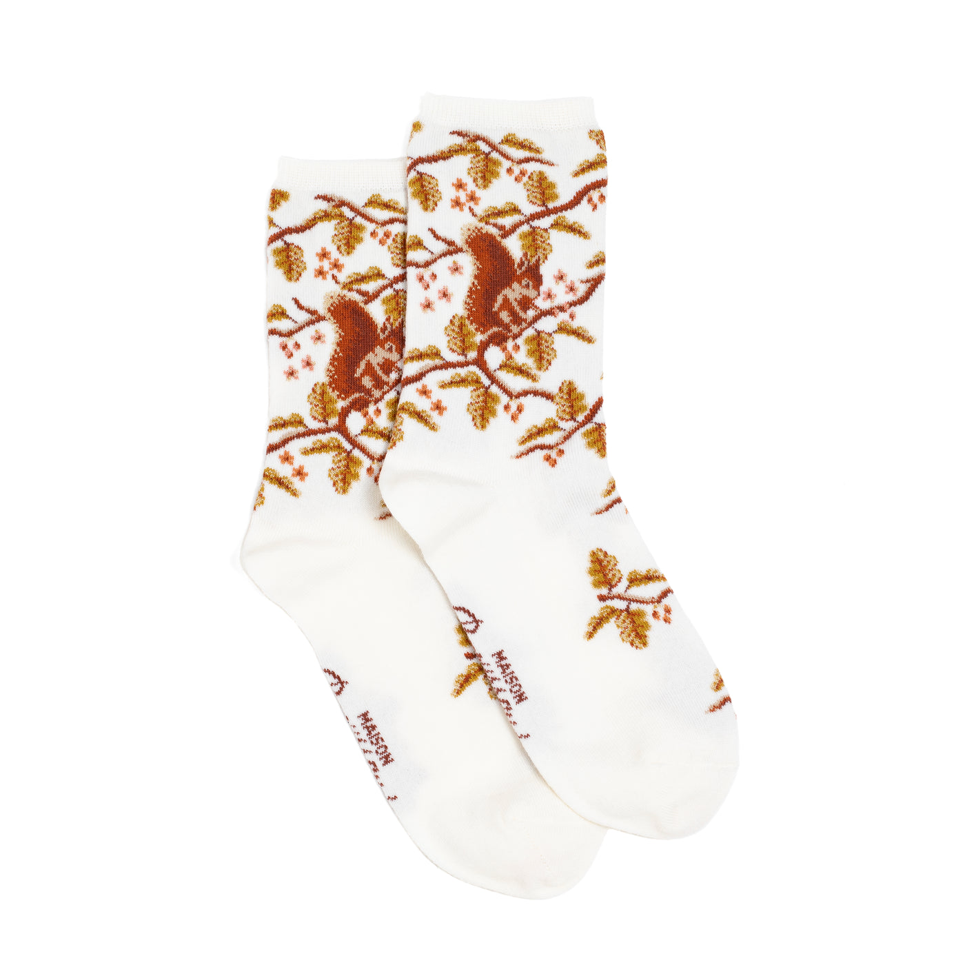 Les écureuils - chaussettes femme - laine écru