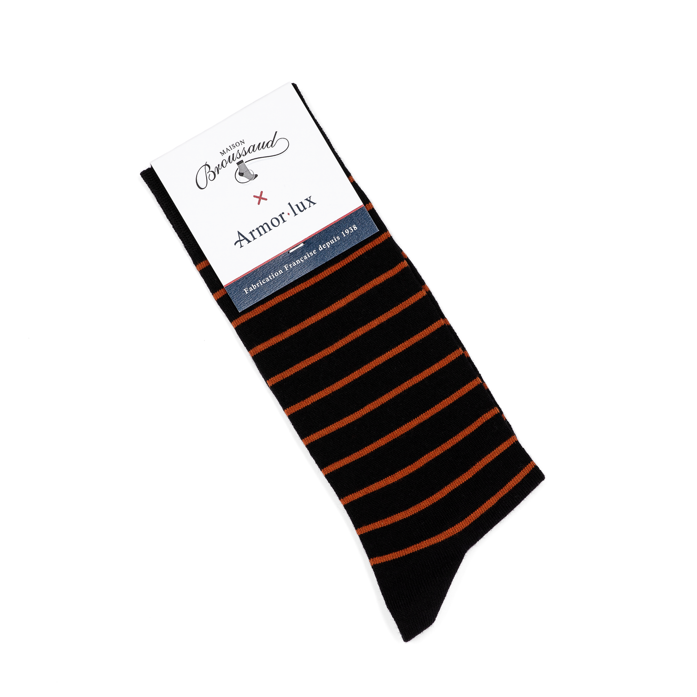 Les marinières Armor-lux x Maison Broussaud - chaussettes homme - laine noir noisette
