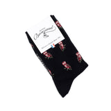 Owls - women's socks - black cotton