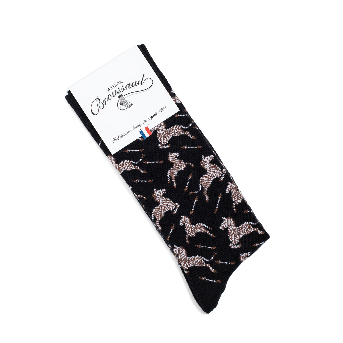 Les zèbres - chaussettes homme - coton noir