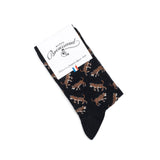 Leopards - women's socks - black cotton