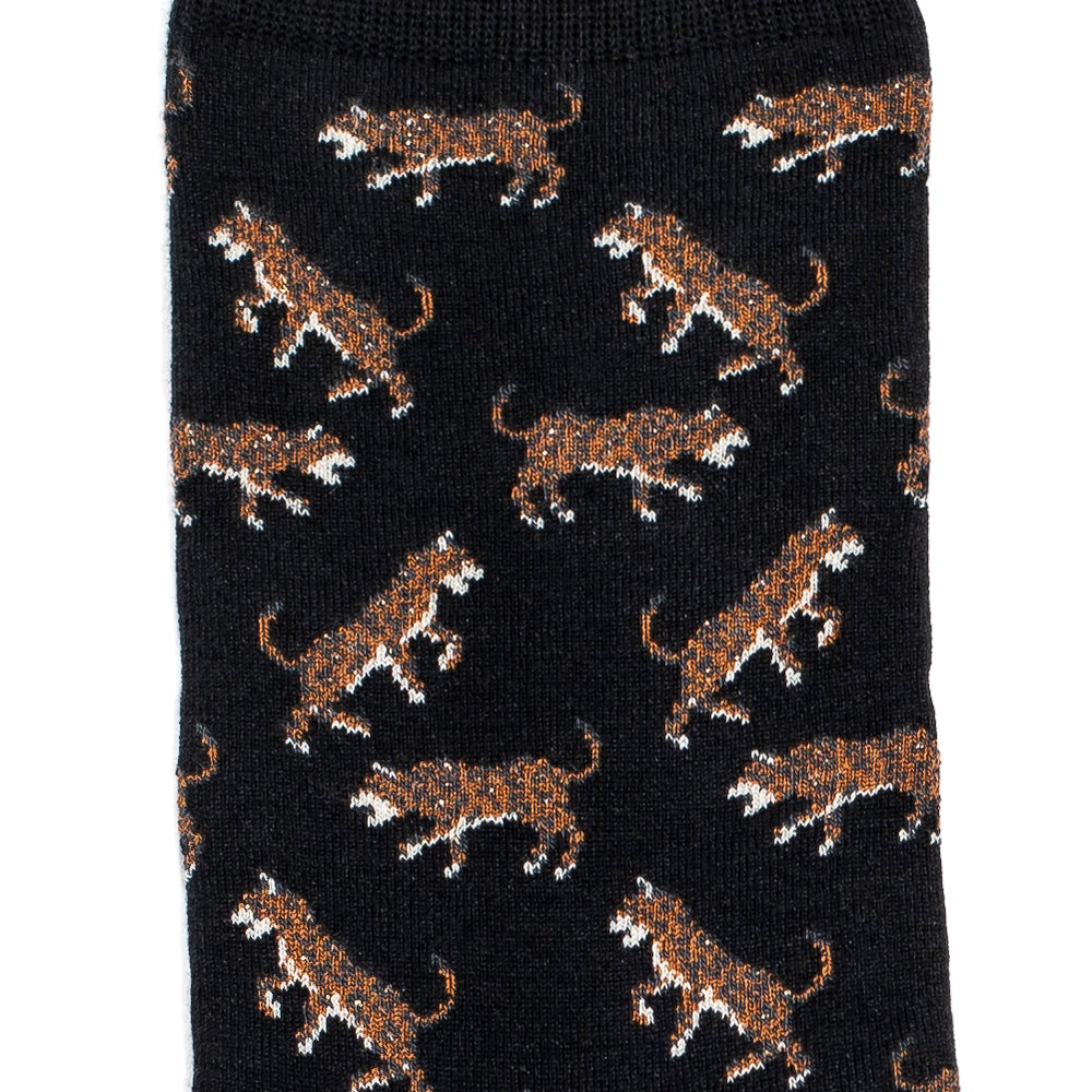 Leopards - women's socks - black cotton