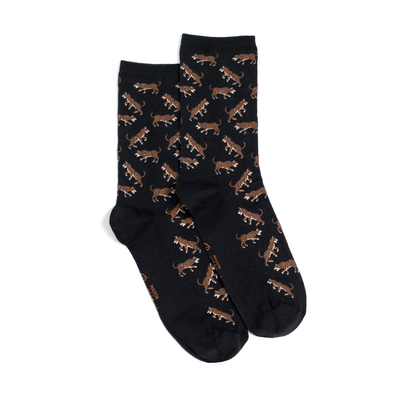Les léopards - chaussettes femme - coton noir
