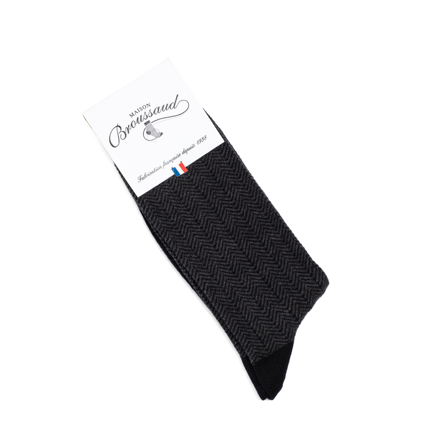 Les chevrons - chaussettes homme - coton noir