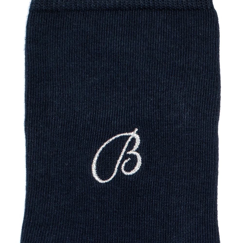 "B embroidery" - women's socks - navy cotton