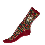 Les tartans - chaussettes femme - coton bordeaux