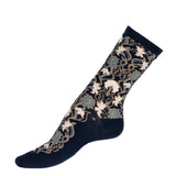 Les oeillets - chaussettes femme - coton marine et gris