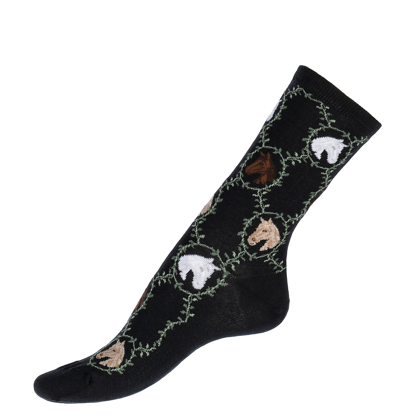 Les chevaux - chaussettes femme - coton noir