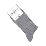 Les torsades - chaussettes homme - laine mérinos gris-clair
