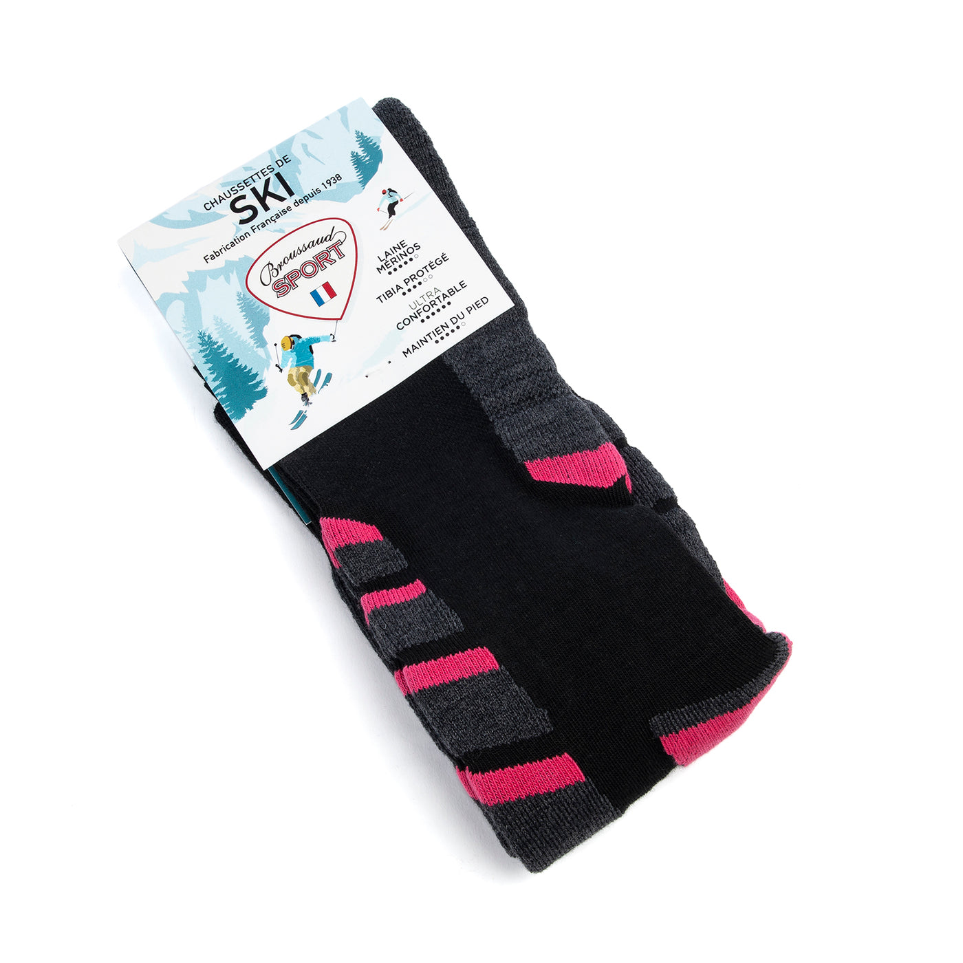 Ski socks black/grey/pink