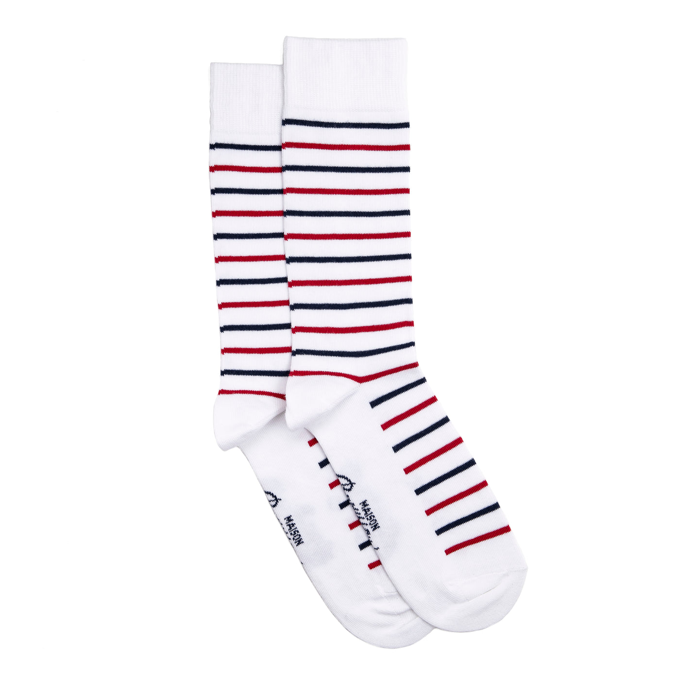 La marinière tricolore - chaussettes homme - coton blanc