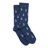 Paire de chaussettes homme hautes bleues motif cigales bleues.
