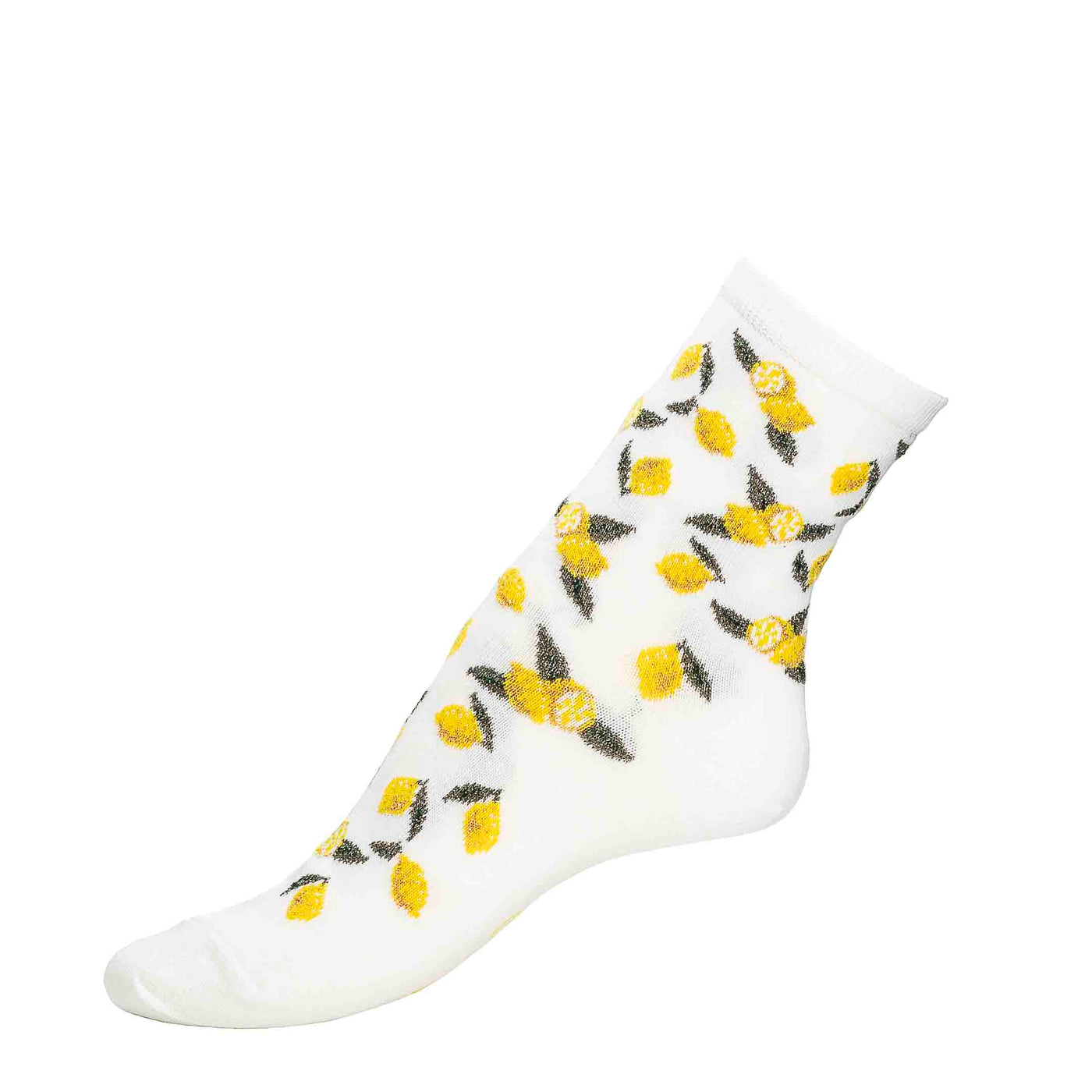 Les citrons - chaussettes femme - coton blanc