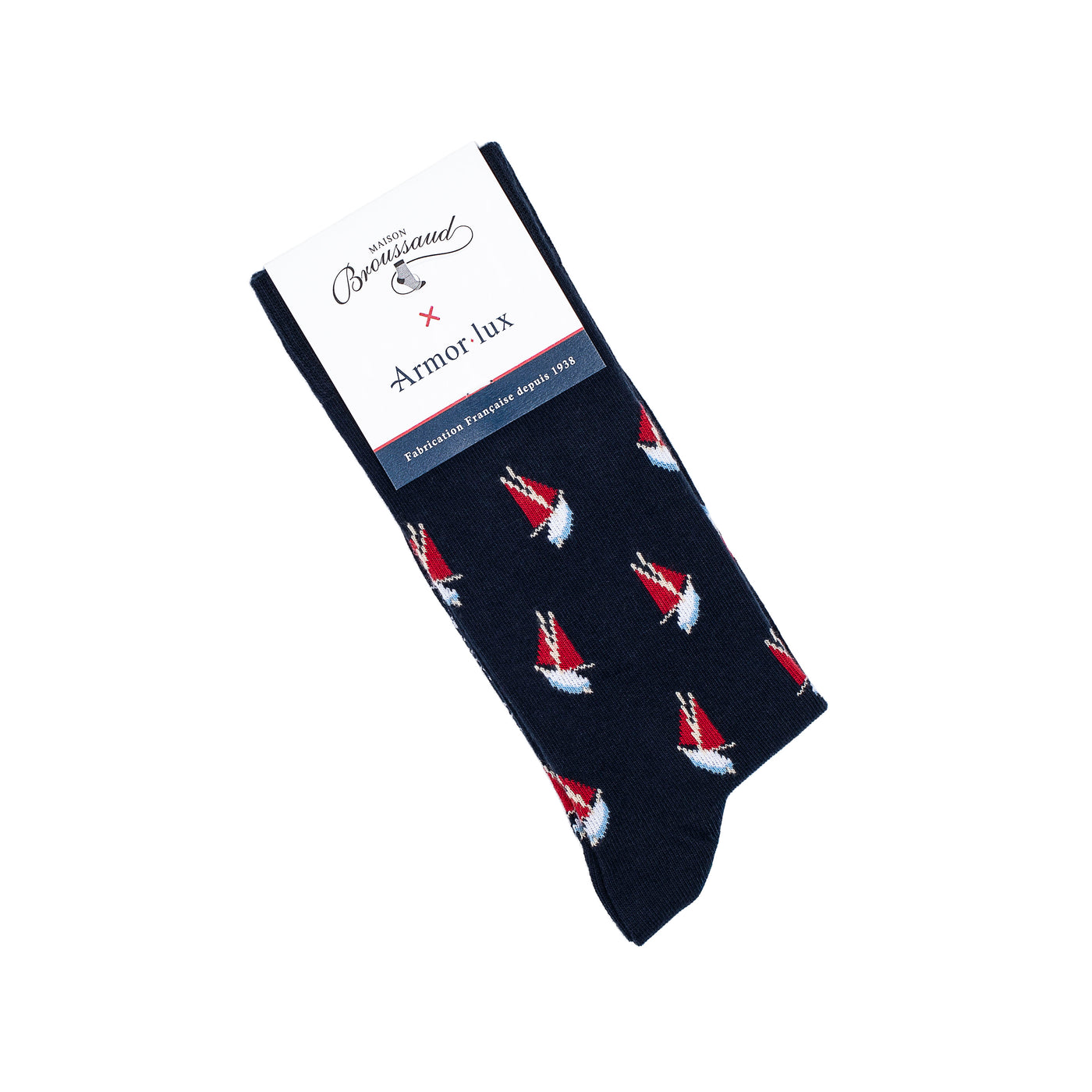 The Armor-lux x Maison Broussaud sailboats - men's socks - navy cotton