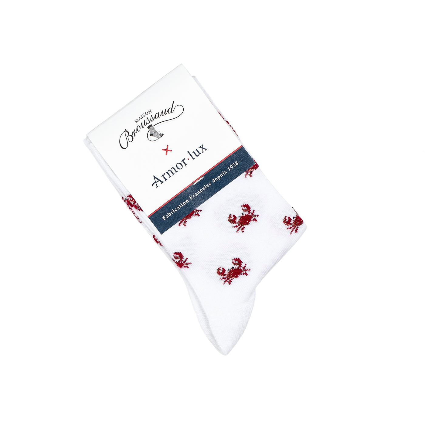 Armor-lux x Maison Broussaud crab socks - women's socks - white and red cotton