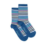 Armor-lux x Maison Broussaud multi-striped women's socks - blue cotton