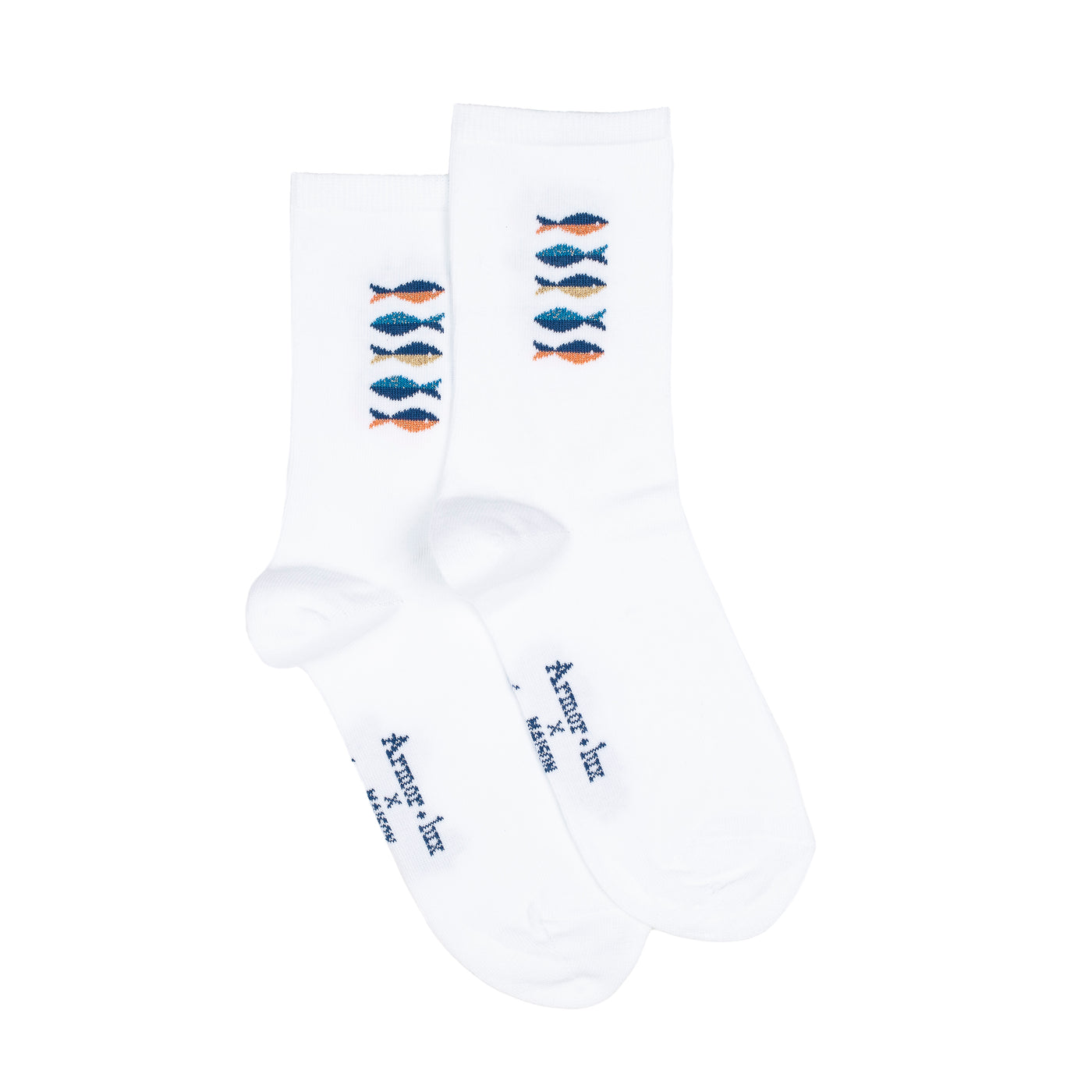Les poissons Armor-lux x Maison Broussaud - chaussettes femme - coton blanc