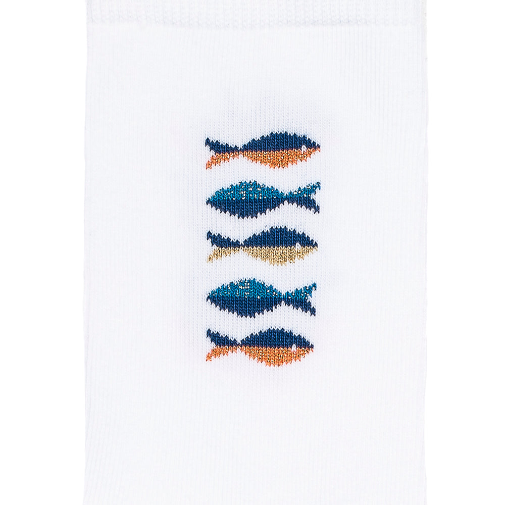 Les poissons Armor-lux x Maison Broussaud - chaussettes femme - coton blanc