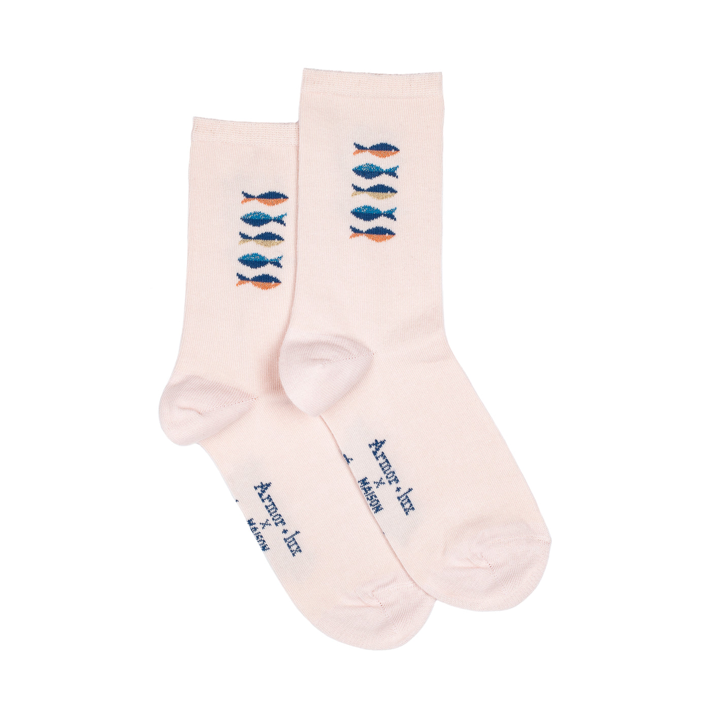 Les poissons Armor-lux x Maison Broussaud - chaussettes femme - coton rose