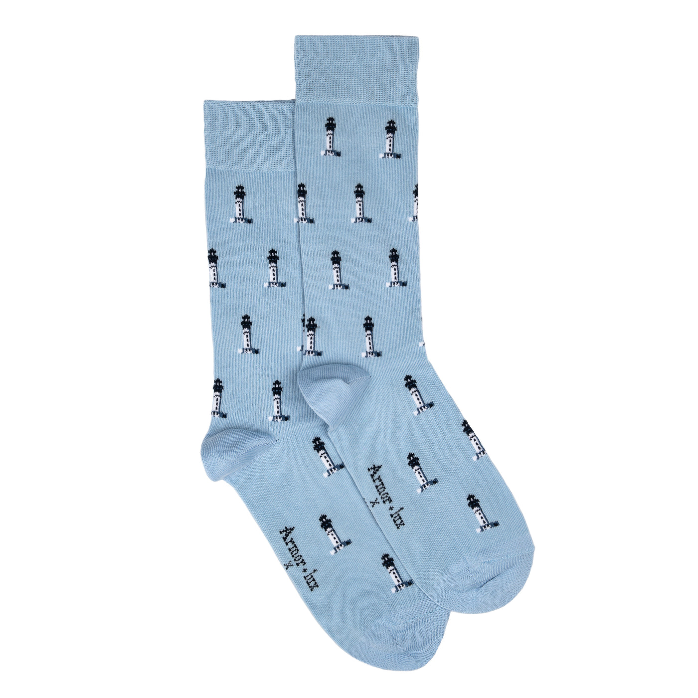 Armor-lux x Maison Broussaud headlights - men's socks - sky blue cotton