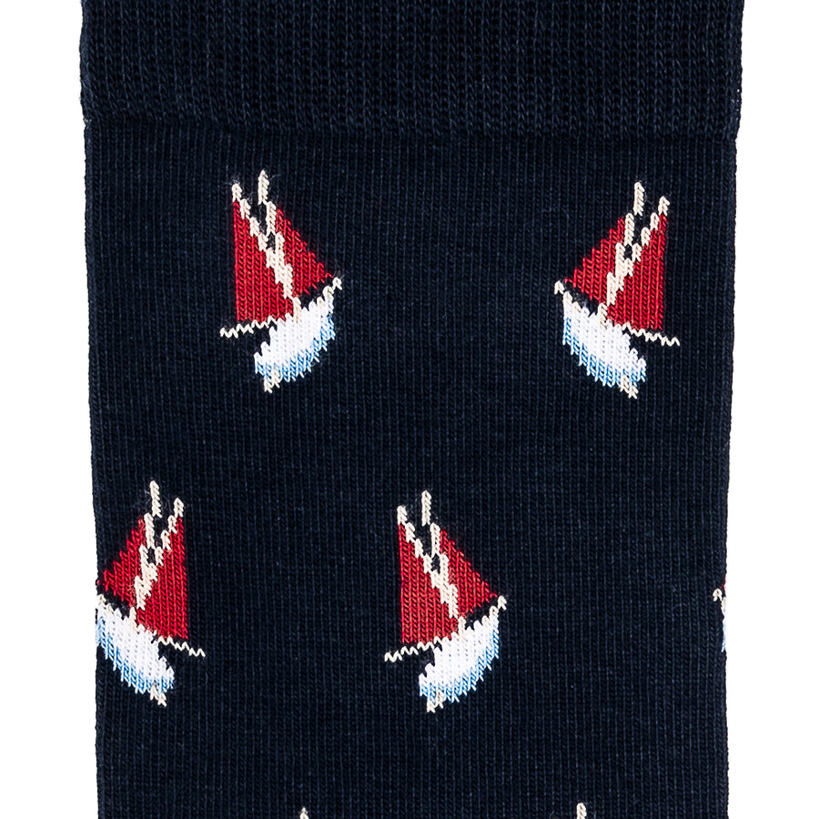 The Armor-lux x Maison Broussaud sailboats - men's socks - navy cotton