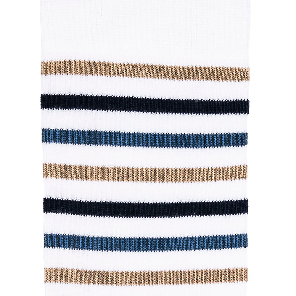 Armor-lux x Maison Broussaud multi-striped men's socks - white and blue cotton