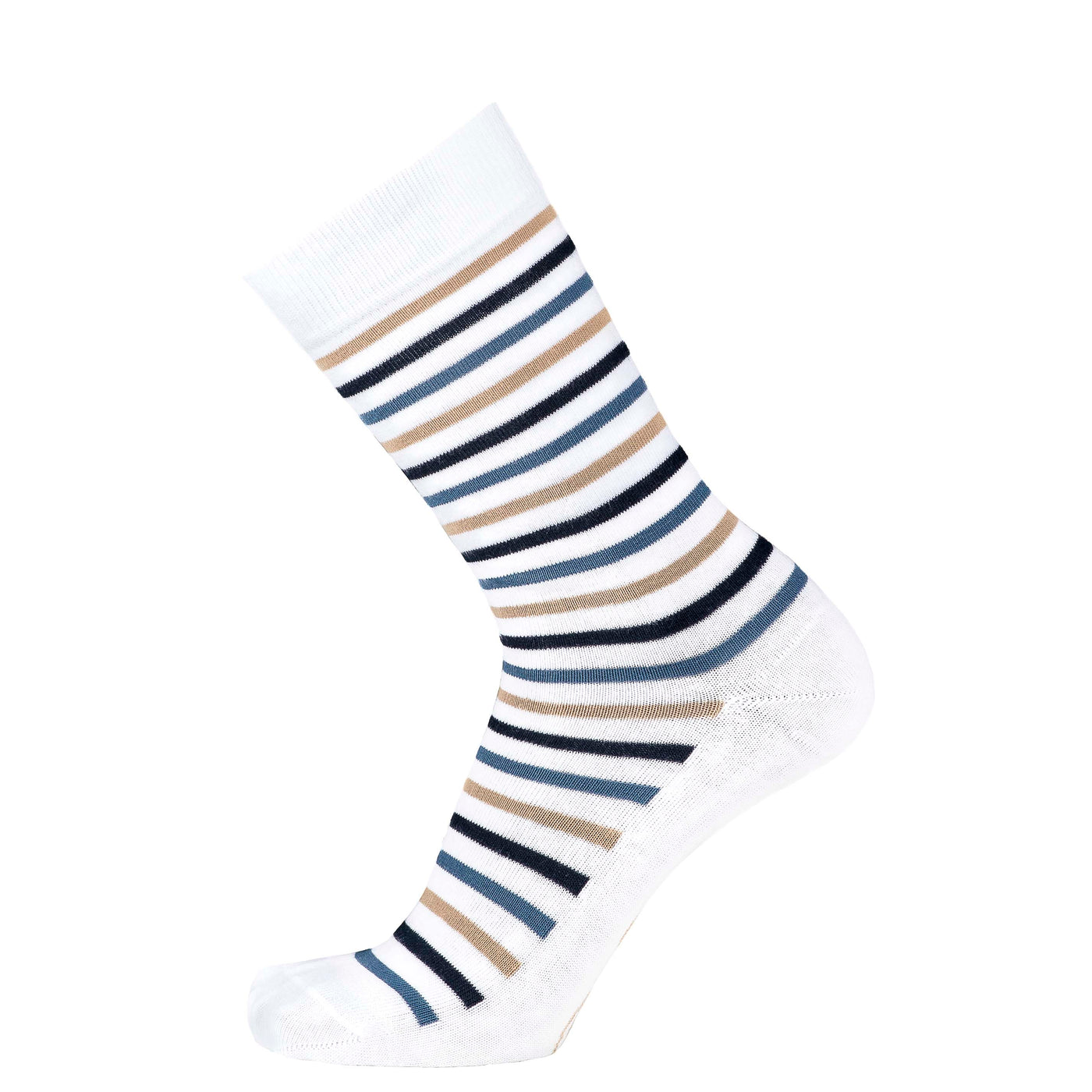 Armor-lux x Maison Broussaud multi-striped men's socks - white and blue cotton