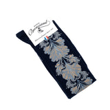 Les fleurs - chaussettes femme - coton marine