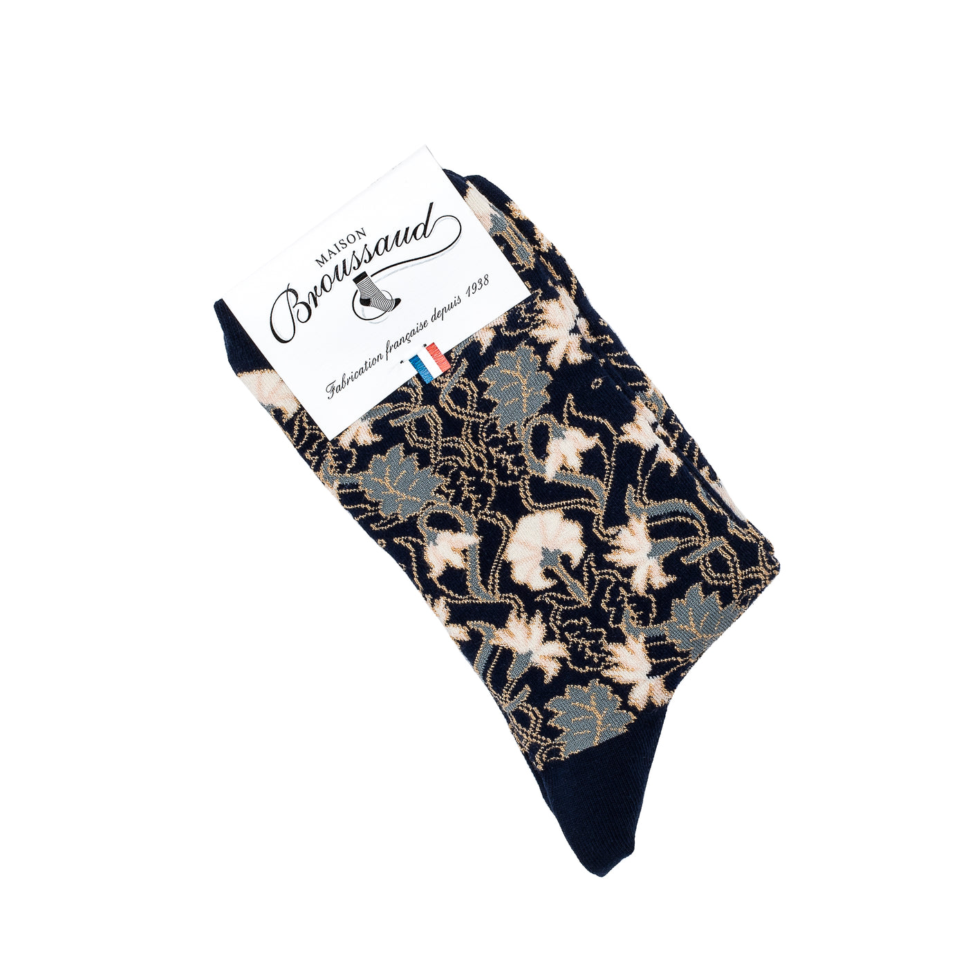 Les oeillets - chaussettes femme - coton marine et gris