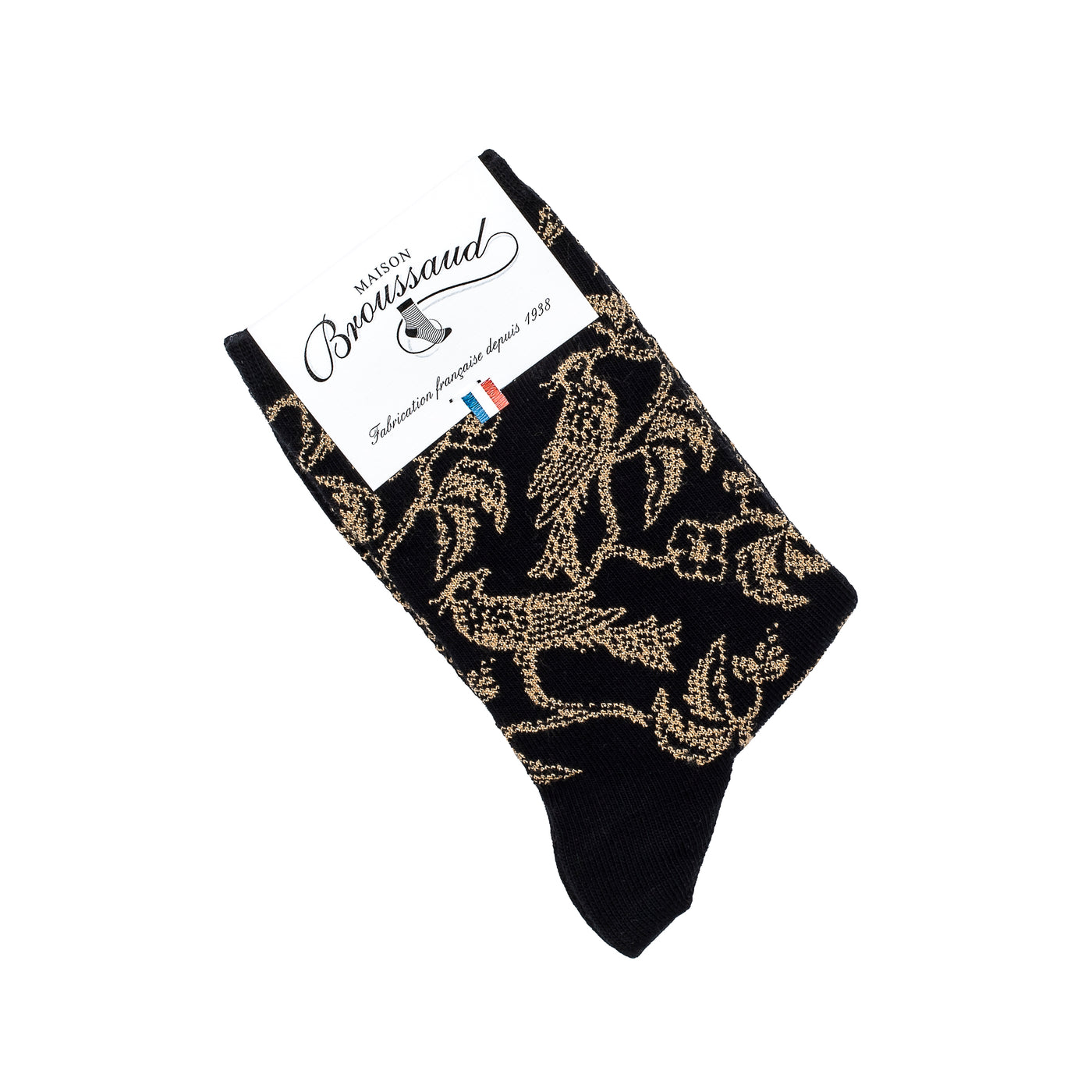 Les oiseaux - chaussettes femme - laine mérinos noire