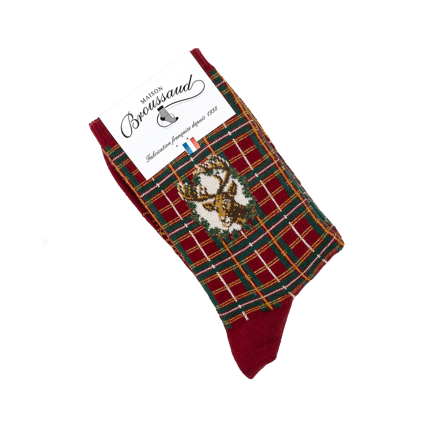 Les tartans - chaussettes femme - coton bordeaux