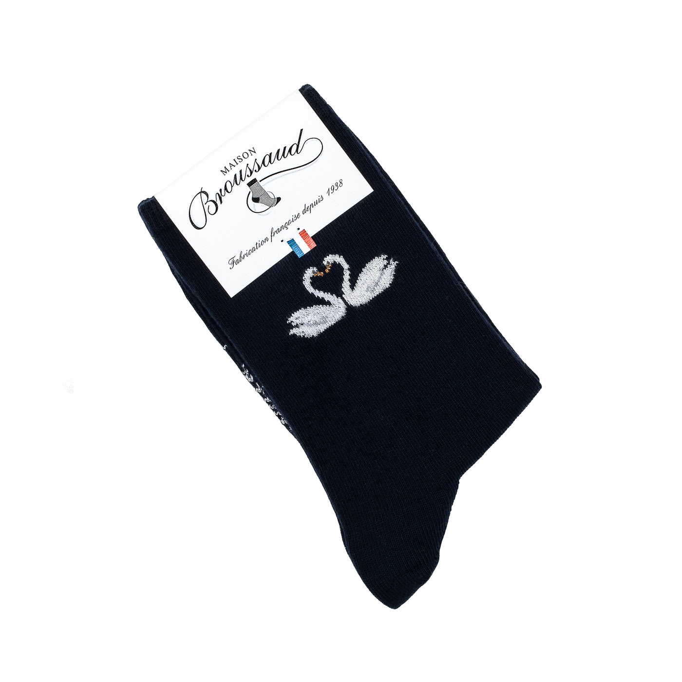 Les cygnes saint-Valentin - chaussettes femme - coton marine