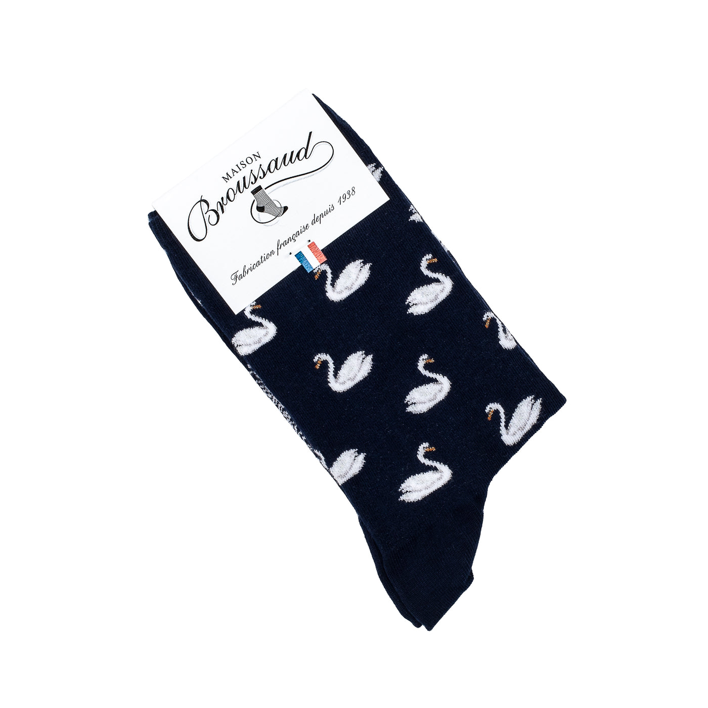 Les cygnes - chaussettes femme - coton marine