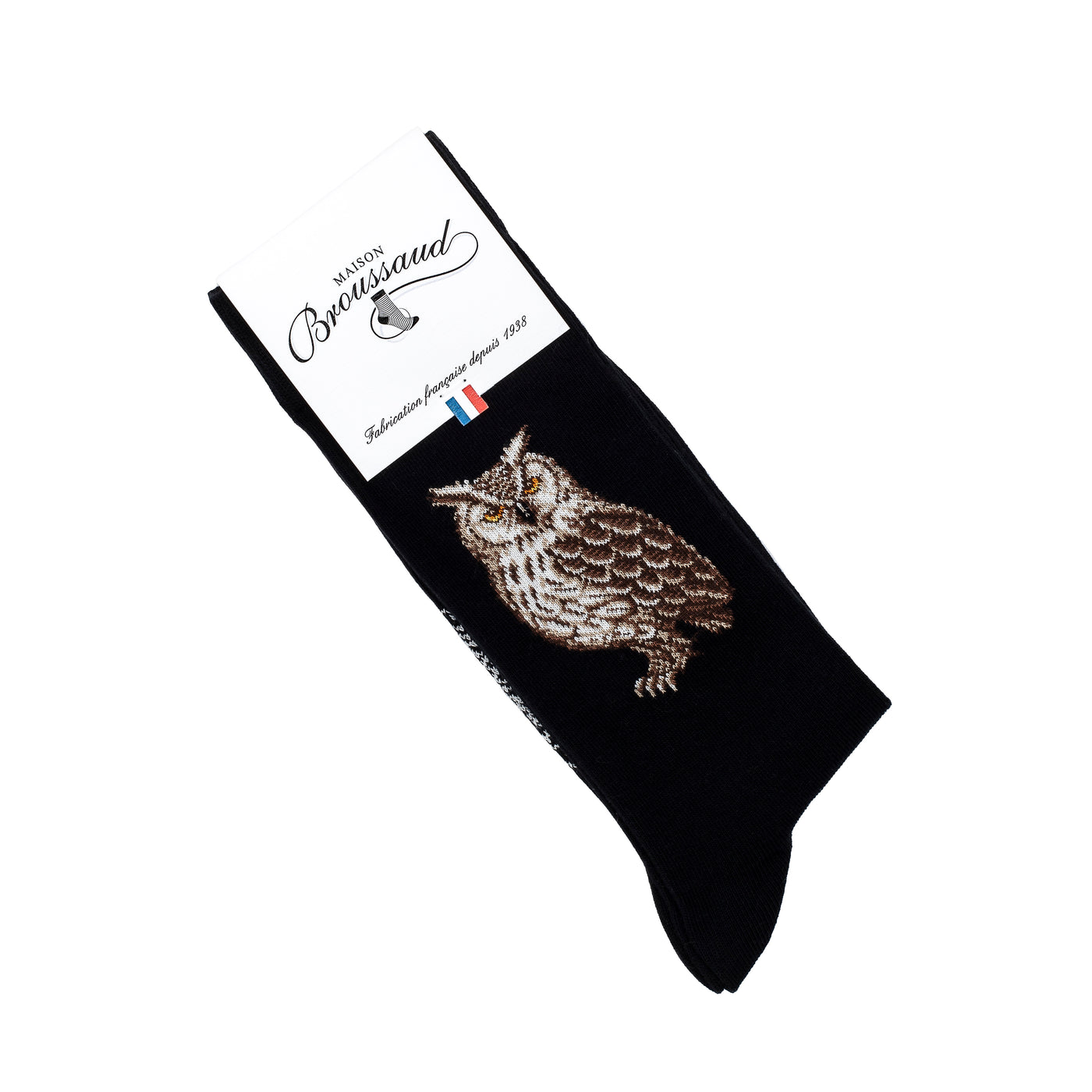 Le hibou - chaussettes homme - coton noir