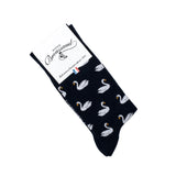 Les cygnes - chaussettes homme - coton marine
