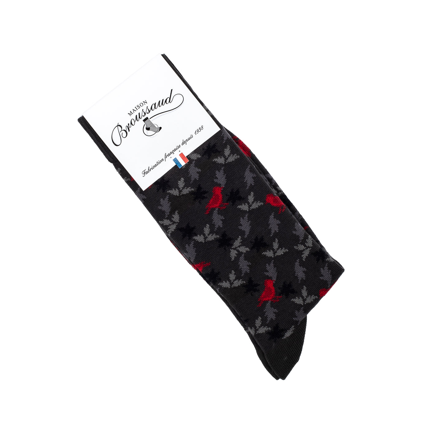 Les feuillages - chaussettes homme - coton anthracite