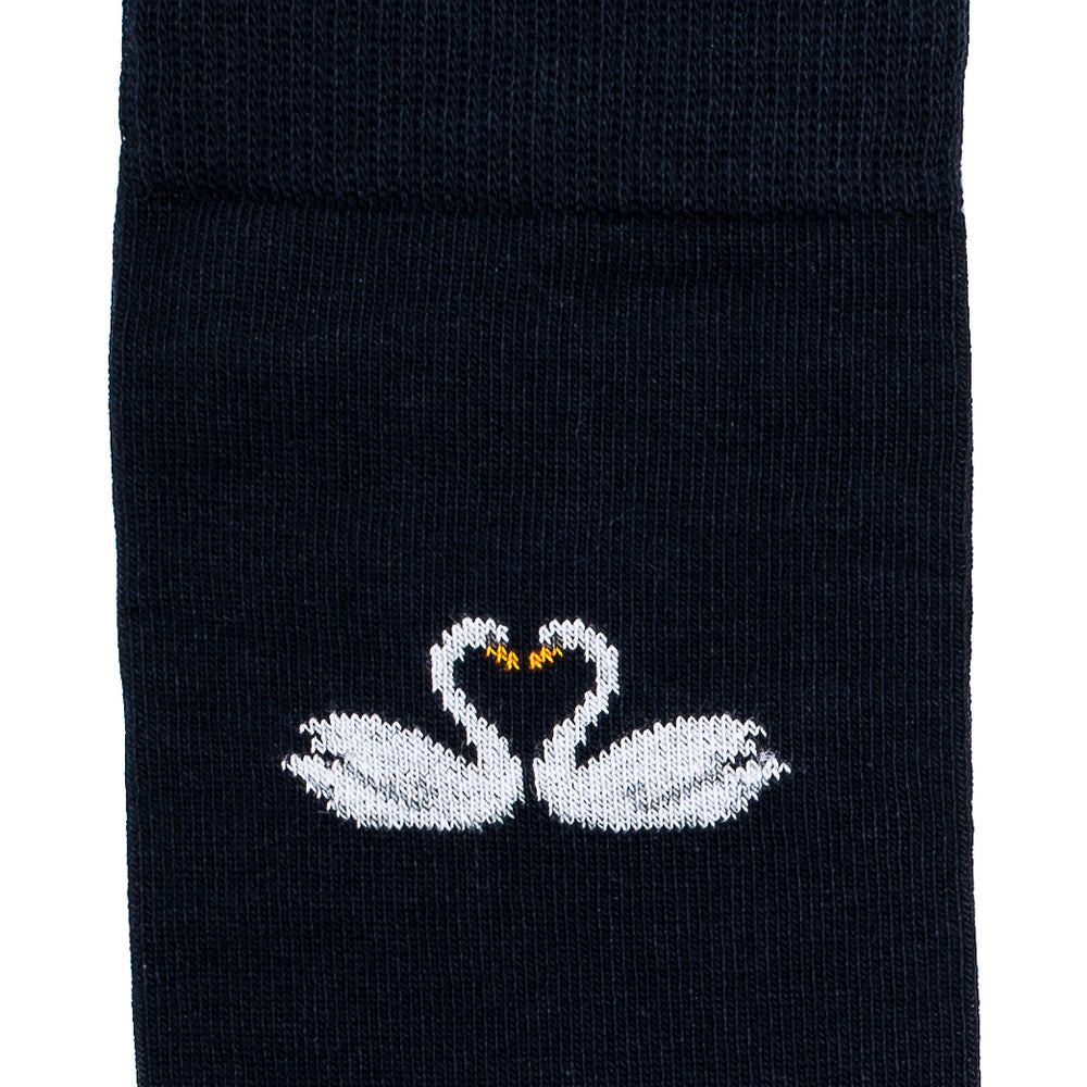 Les cygnes saint Valentin - chaussettes homme - coton marine