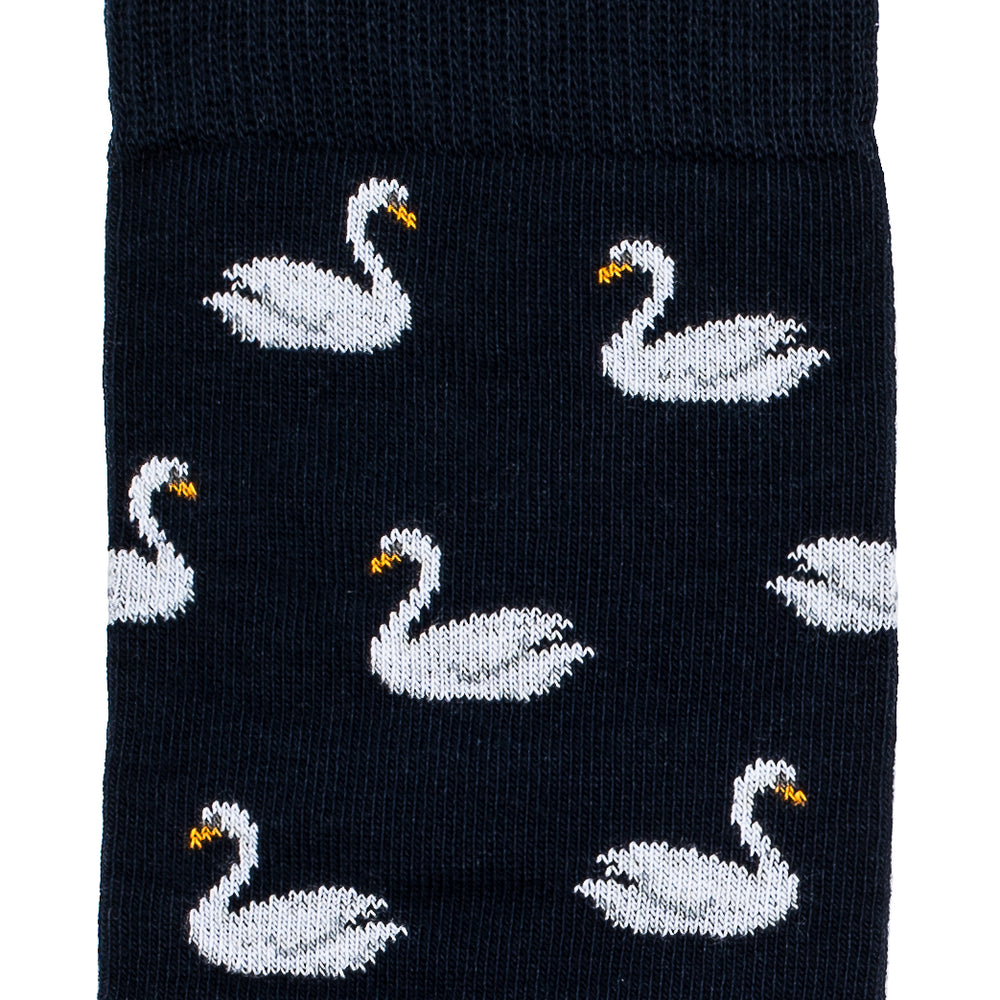 Les cygnes - chaussettes homme - coton marine